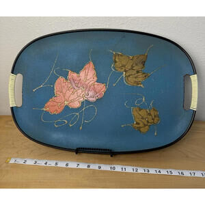 Japanese Norleans Blue Serving Tray, Fall Design Vintage Mid-Century Modern MCM